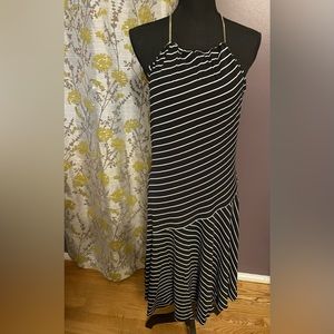 Ralph Lauren Black and White striped halter dress  size M
